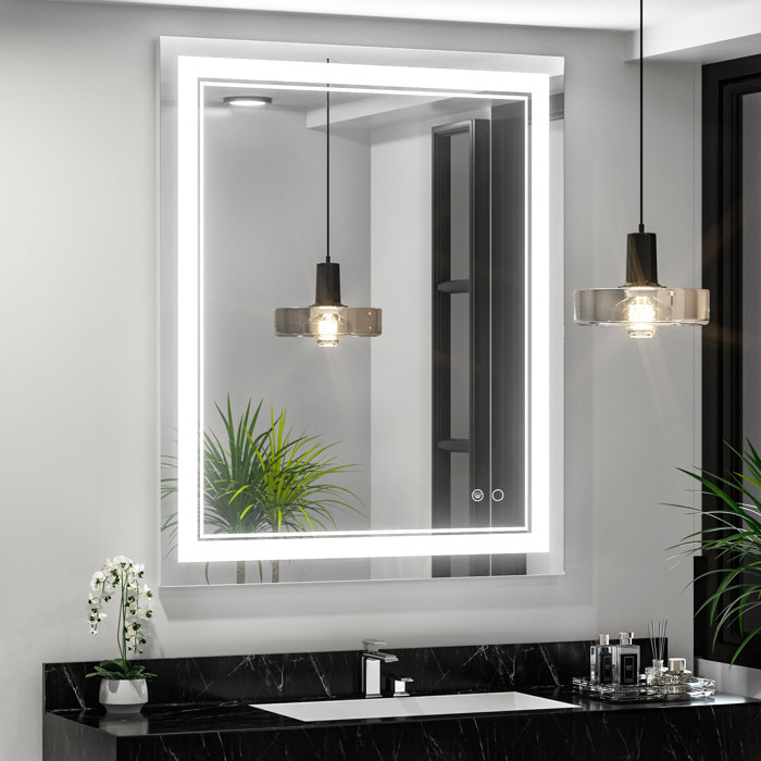 Orren Ellis Adorna Frameless LED Lighted Bathroom / Vanity Mirror with
